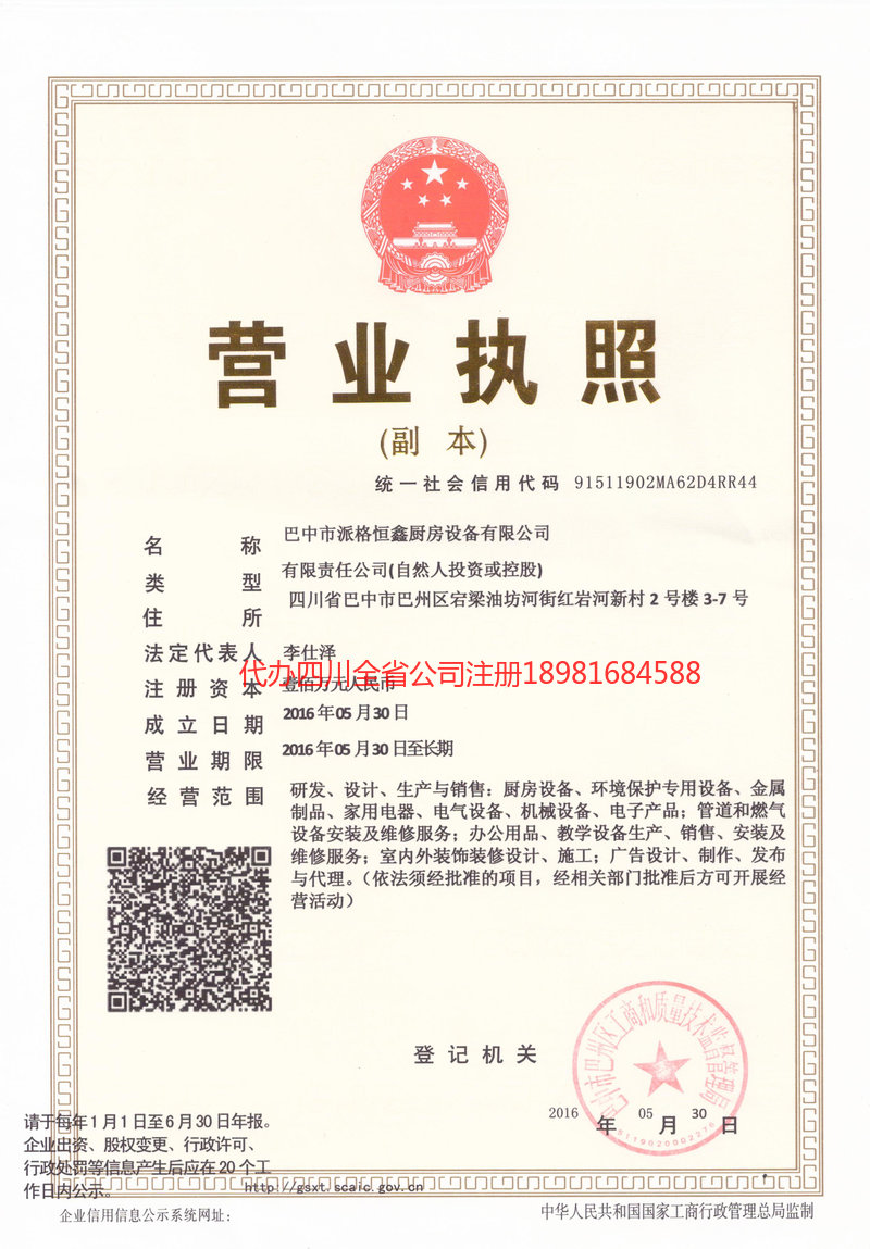 资阳资阳派格恒鑫厨房设备有限公司